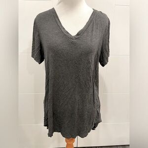 V neck charcoal gray t-shirt